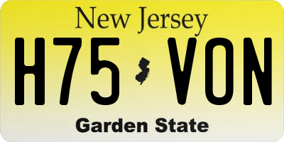 NJ license plate H75VON