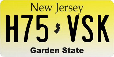 NJ license plate H75VSK