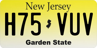 NJ license plate H75VUV