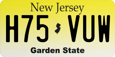 NJ license plate H75VUW