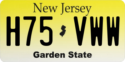 NJ license plate H75VWW