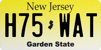 NJ license plate H75WAT