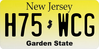 NJ license plate H75WCG