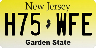 NJ license plate H75WFE