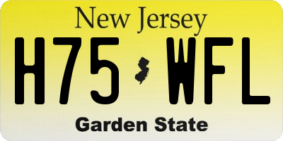 NJ license plate H75WFL