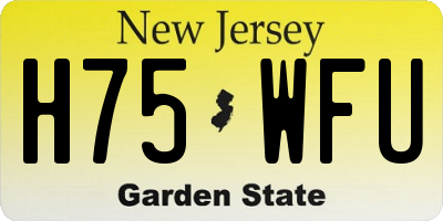 NJ license plate H75WFU