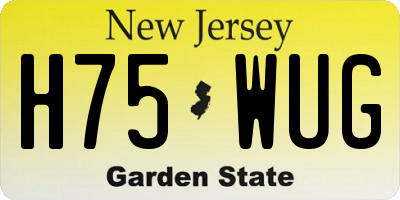 NJ license plate H75WUG