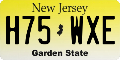 NJ license plate H75WXE