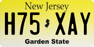 NJ license plate H75XAY
