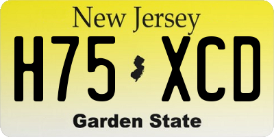 NJ license plate H75XCD