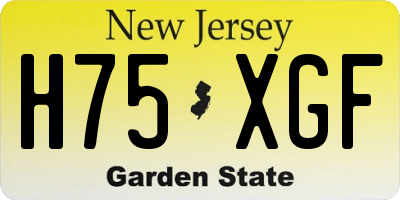 NJ license plate H75XGF