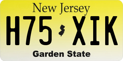 NJ license plate H75XIK