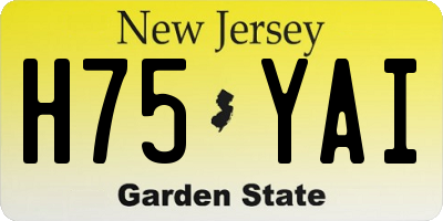 NJ license plate H75YAI