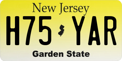NJ license plate H75YAR