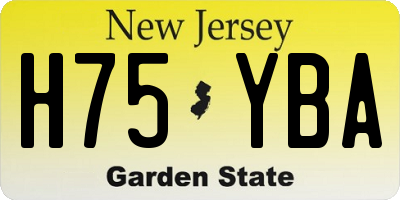 NJ license plate H75YBA