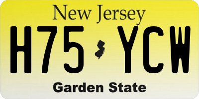 NJ license plate H75YCW