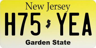 NJ license plate H75YEA
