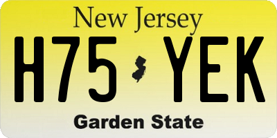 NJ license plate H75YEK