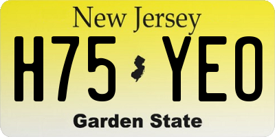 NJ license plate H75YEO