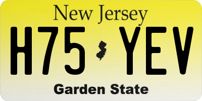 NJ license plate H75YEV