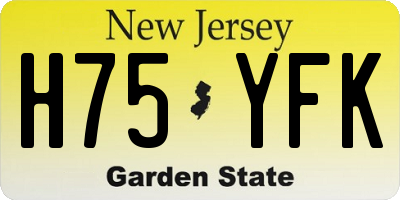 NJ license plate H75YFK