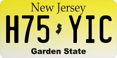 NJ license plate H75YIC