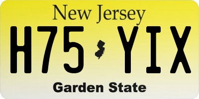 NJ license plate H75YIX
