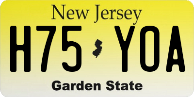 NJ license plate H75YOA