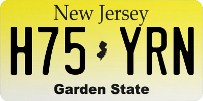 NJ license plate H75YRN