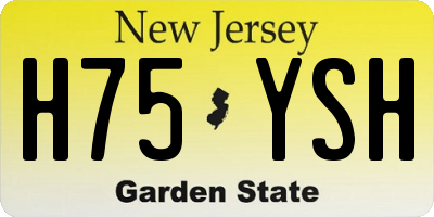 NJ license plate H75YSH