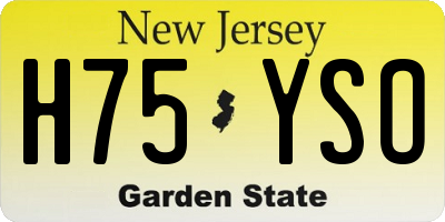 NJ license plate H75YSO