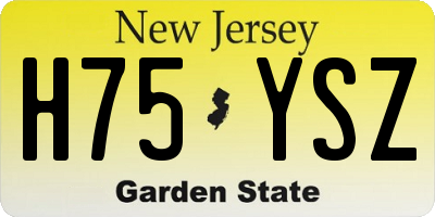 NJ license plate H75YSZ