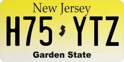 NJ license plate H75YTZ