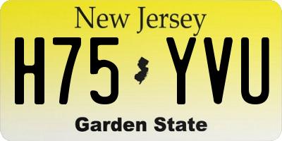 NJ license plate H75YVU