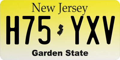 NJ license plate H75YXV