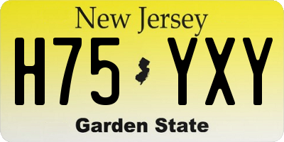 NJ license plate H75YXY