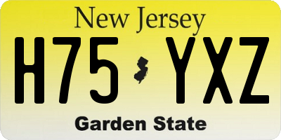 NJ license plate H75YXZ