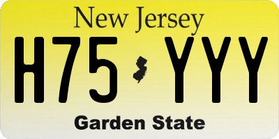 NJ license plate H75YYY