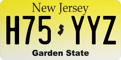 NJ license plate H75YYZ