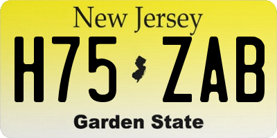 NJ license plate H75ZAB