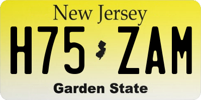 NJ license plate H75ZAM