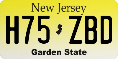 NJ license plate H75ZBD