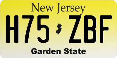 NJ license plate H75ZBF