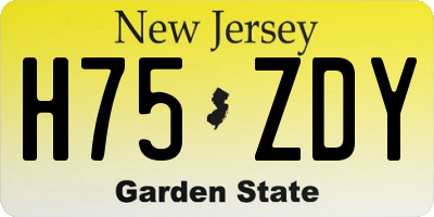 NJ license plate H75ZDY