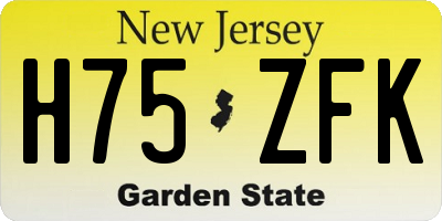 NJ license plate H75ZFK
