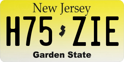 NJ license plate H75ZIE