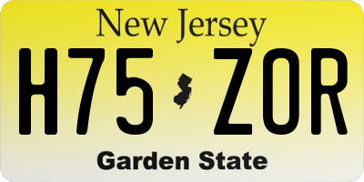 NJ license plate H75ZOR