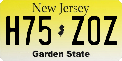 NJ license plate H75ZOZ