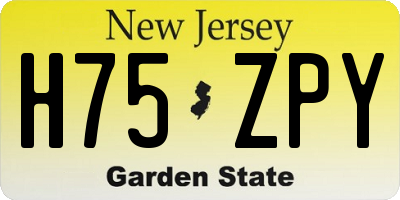 NJ license plate H75ZPY