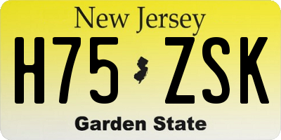 NJ license plate H75ZSK